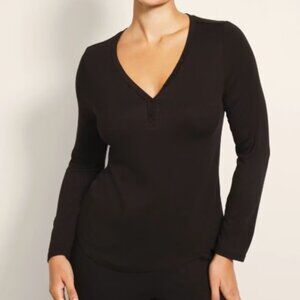 NWT Soma Lightweight Rib Long-Sleeve Henley Top
